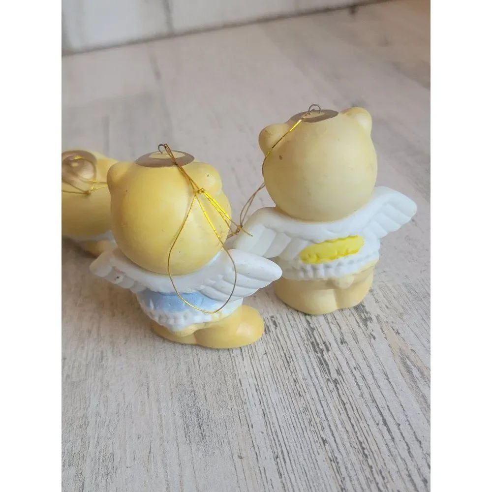 Vintage ceramic Golden Bear Angel star set ornament Xmas‎